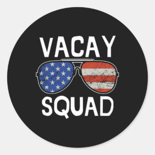 Pegatina Redonda Vacaciones Vacay Squad Summer Vacation Familia Ami