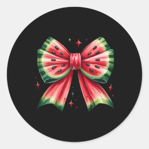 Pegatina Redonda Vacaciones veraniegas de Coquette Bow Watermelon H