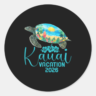 Pegatina Redonda Vacaciones veraniegas de Kauai Hawaii 2026