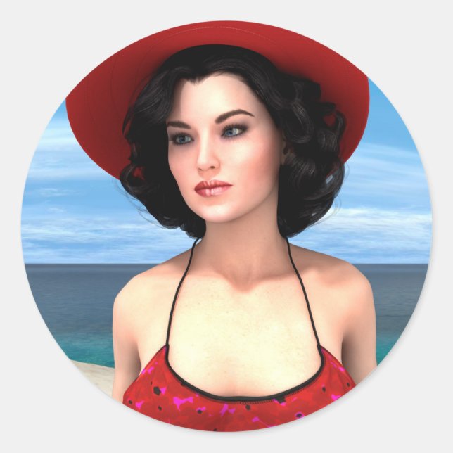 Pegatina Redonda Vacaciones Vintage (Anverso)