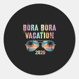 Pegatina Redonda Vacaciones vintage bora bora 2026 vacay natación v