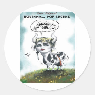 Pegatina Redonda Vacas Divertidas Chica Material Bovina Regalos Ext