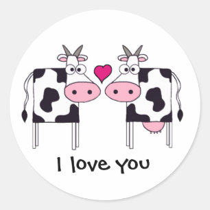 Pegatina Redonda Vacas enamoradas