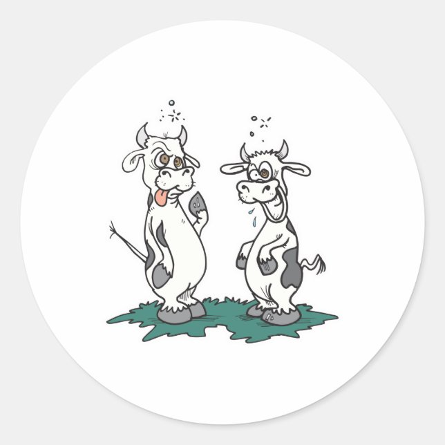 Pegatina Redonda vacas locas (Anverso)