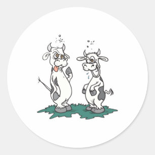 Pegatina Redonda vacas locas dementes