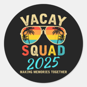 Pegatina Redonda Vacay Squad 2025 Summer Vacation Family Friends Tr