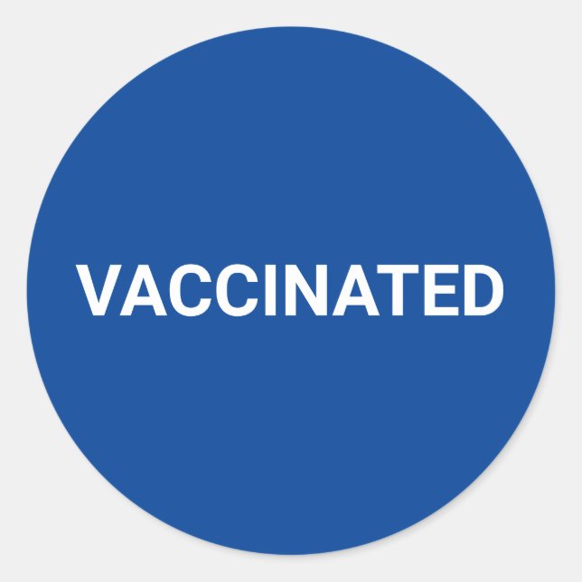 Pegatina Redonda Vaccinated blue white customizable simple classic (Anverso)