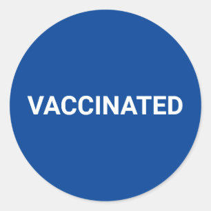 Pegatina Redonda Vaccinated blue white customizable simple classic