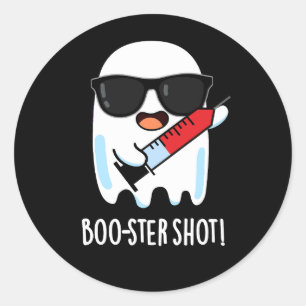 Pegatina Redonda Vacuna contra el Fantasma Graciosa Boo Shot Pun Da