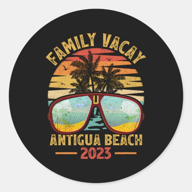 Pegatina Redonda Vacuna familiar 2023 Barbuda Antigua Beach (Anverso)