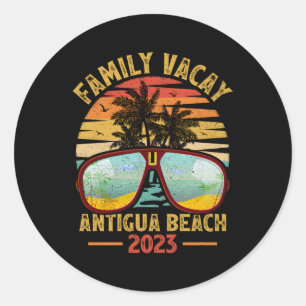 Pegatina Redonda Vacuna familiar 2023 Barbuda Antigua Beach