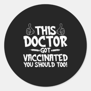 Pegatina Redonda Vacunación Vacunada Gráfica de Humor Chiste Vaccin