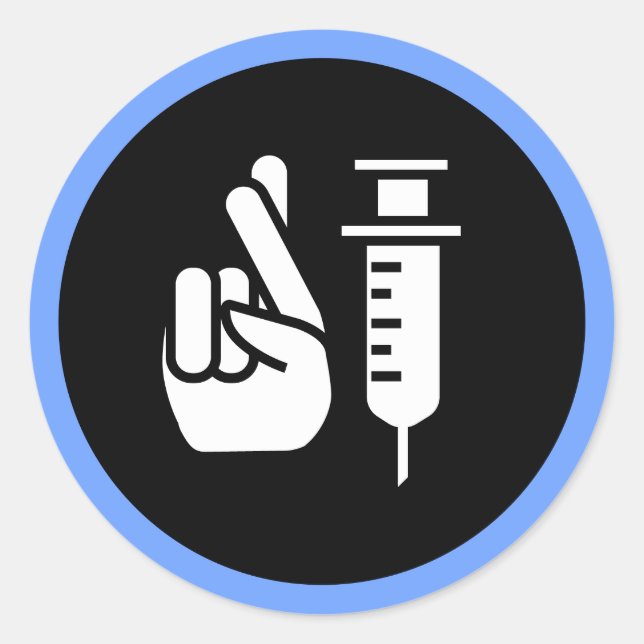 Pegatina Redonda Vacunas de Buena Suerte - Médico (Anverso)