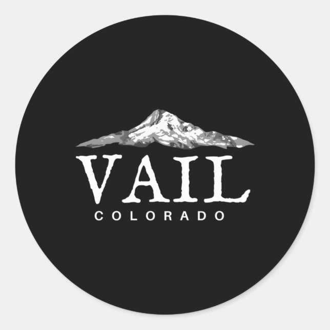 Pegatina Redonda Vail Colorado Mountain Town (Anverso)
