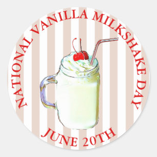 Pegatina Redonda Vainilla Milkshake Day 20 de junio, Pegatinas