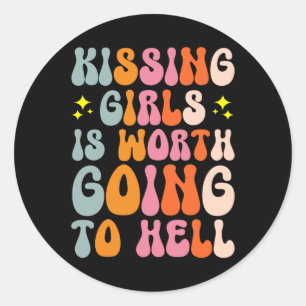Pegatina Redonda Vale La Pena Ir Al Infierno.