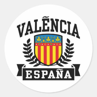 Pegatina Redonda Valencia Espana