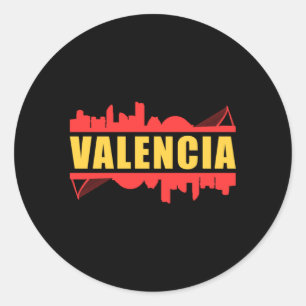 Pegatina Redonda Valencia España City Skyline Cityscape Gratis