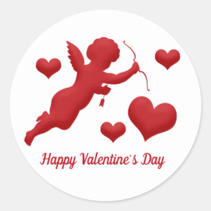 Pegatina Redonda Valentín cupido