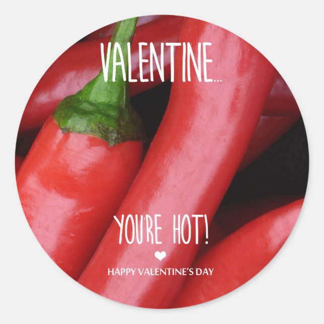 Pegatina Redonda ¡Valentín, estás caliente! (Anverso)