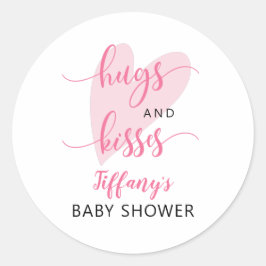 Pegatina Redonda Valentine Baby Shower Pink Heart