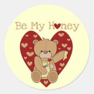 Pegatina Redonda Valentine Be My Honey camisetas y regalos