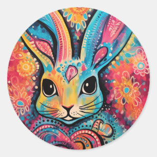 Pegatina Redonda Valentine Bunny Positive vibes corazones