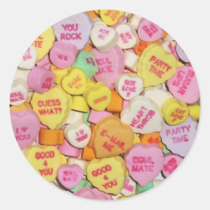Pegatina Redonda Valentine Candy Hearts