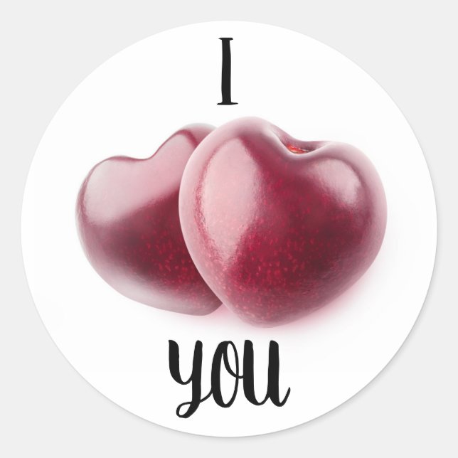 Pegatina Redonda Valentine Cherries (Anverso)