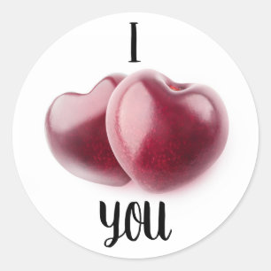 Pegatina Redonda Valentine Cherries