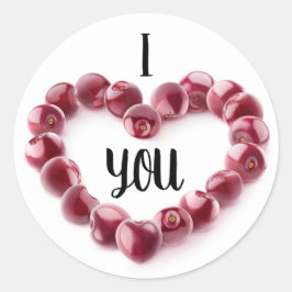 Pegatina Redonda Valentine Cherries