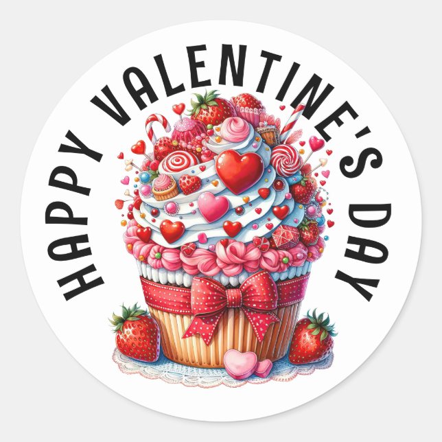 PEGATINA REDONDA VALENTINE CUPCAKE (Anverso)