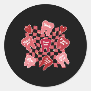 Pegatina Redonda Valentine Dentist Dental Hygienist Tooth Candy Co