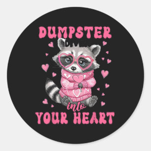 Pegatina Redonda Valentine Feral Raccoon Tee Lover