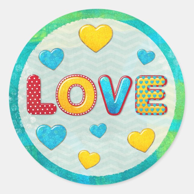 Pegatina Redonda Valentine Fun 3D Mix and Match (Anverso)