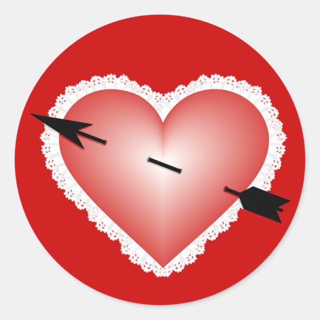 Pegatina Redonda Valentine Heart (Anverso)