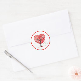 Pegatina Redonda Valentine Heart Tree Floral Sticker
