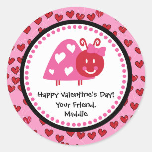 Pegatina Redonda Valentine Ladybug Party Favor