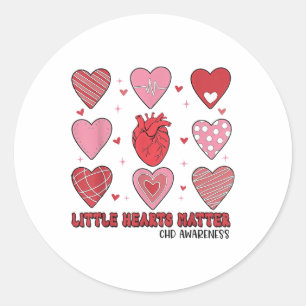 Pegatina Redonda Valentine Little Heart Chd Awareness, Heart Anato