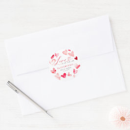 Pegatina Redonda Valentine Modern Whimsical Hearts Bridal Shower