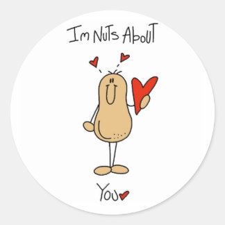 Pegatina Redonda Valentine Nuts Acerca De Ti