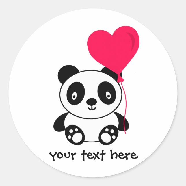 Pegatina Redonda Valentine Panda (Anverso)