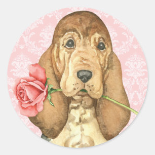Pegatina Redonda Valentine Rosa Bloodhound