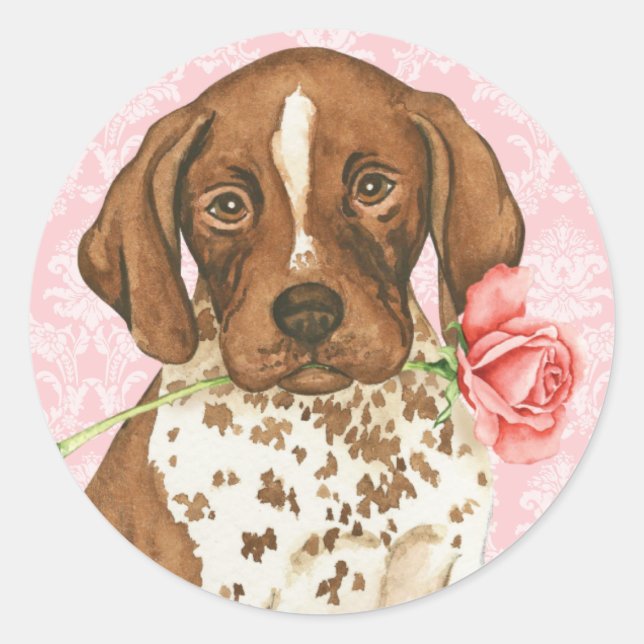 Pegatina Redonda Valentine Rosa GSP (Anverso)