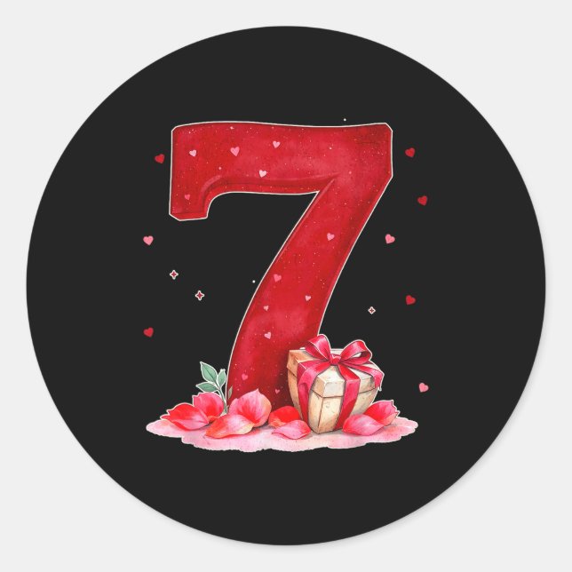 Pegatina Redonda Valentine’s Day 67 Filled With Heart Funny Six Sev (Anverso)