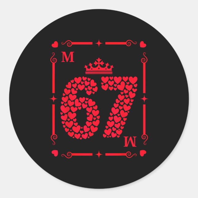 Pegatina Redonda Valentine’s Day 67 Filled With Hearts Card Six Sev (Anverso)