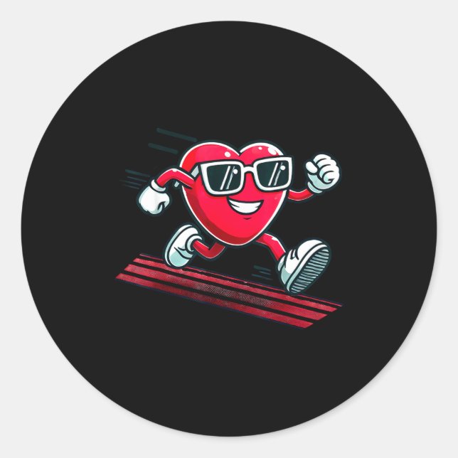 Pegatina Redonda Valentine’s Day Love Heart Runner Track Running  (Anverso)