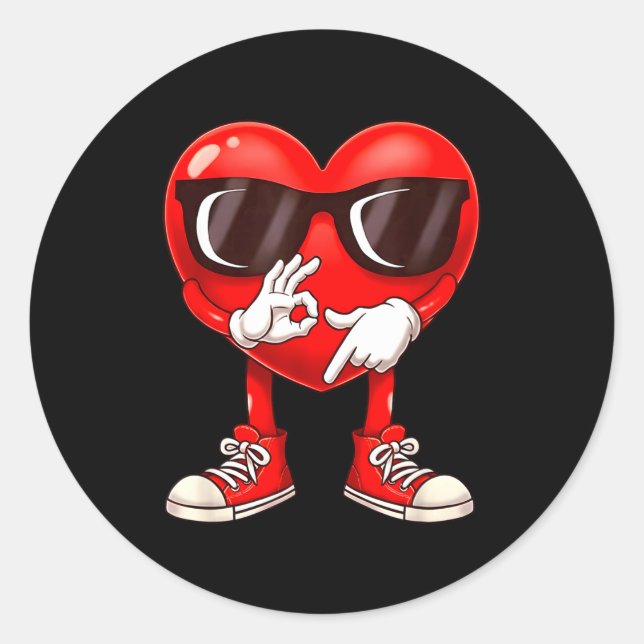 Pegatina Redonda Valentine Six Seven 6 7 Meme Funny Heart Gen Z Alp (Anverso)