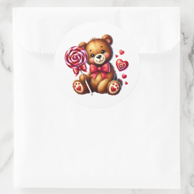 Pegatina Redonda Valentine Teddy Stickers (Bolso)