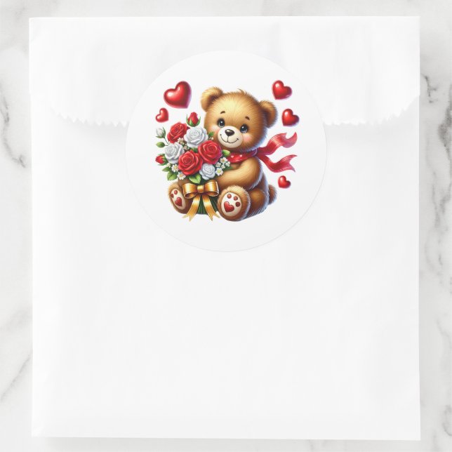 Pegatina Redonda Valentine Teddy Stickers (Bolso)